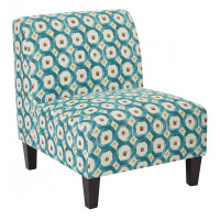 OSP Home Furnishings MAG51-SK326 Magnolia Accent Chair in Geo Dot Teal Fabric and Solid Wood Legs